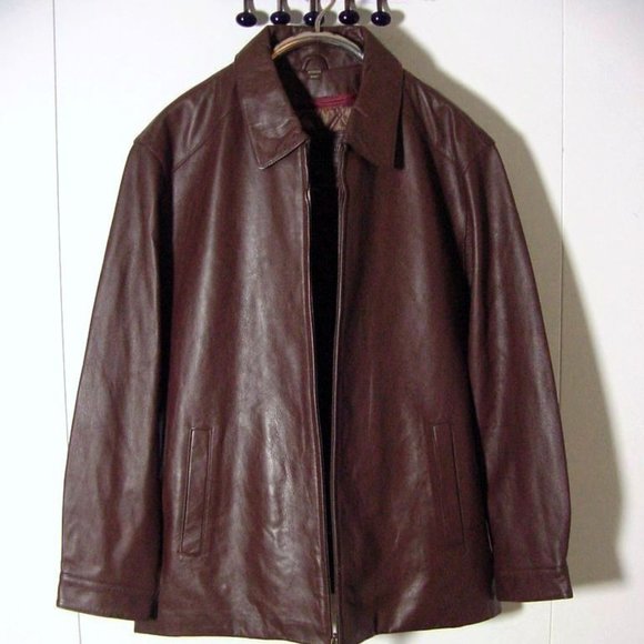 Vtg Brown Leather St John's Bay Leather Jacket Sz XL Zip Liner